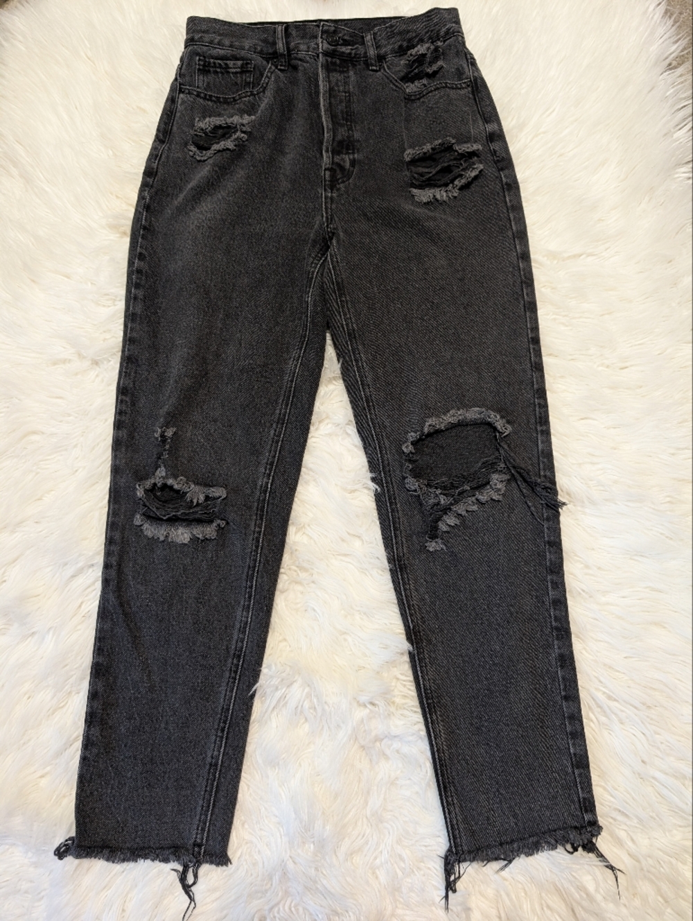 PacSun Black Distressed High-Waist Mom Jeans